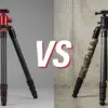 Leofoto（レオフォト）とINNOREL（イノレル）のカーボン三脚の比較イメージ