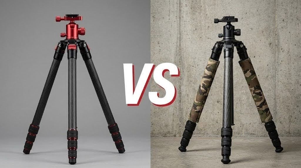 Leofoto（レオフォト）とINNOREL（イノレル）のカーボン三脚の比較イメージ